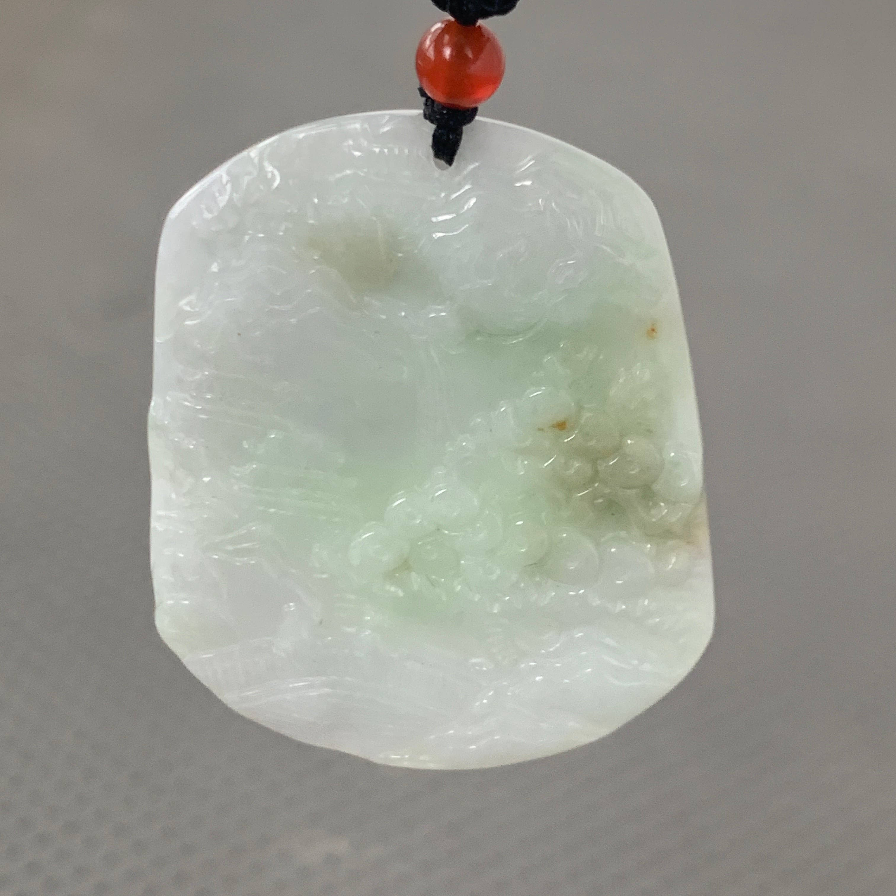 本翡翠レア大きい開運天然山水風景画