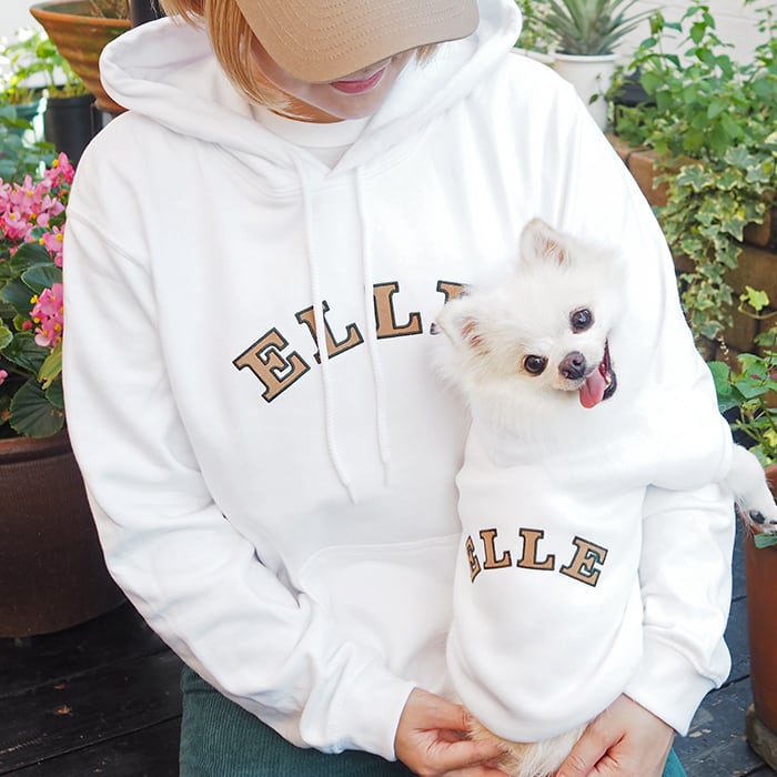 カレッジロゴペアパーカー】犬 飼い主 ペアルック 服 犬服 お揃い