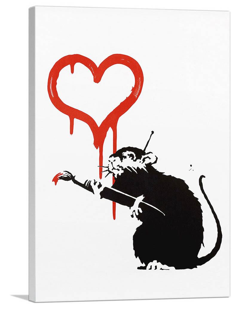 バンクシー「ラブ ラット/Love Rat」展示用フック付きキャンバス