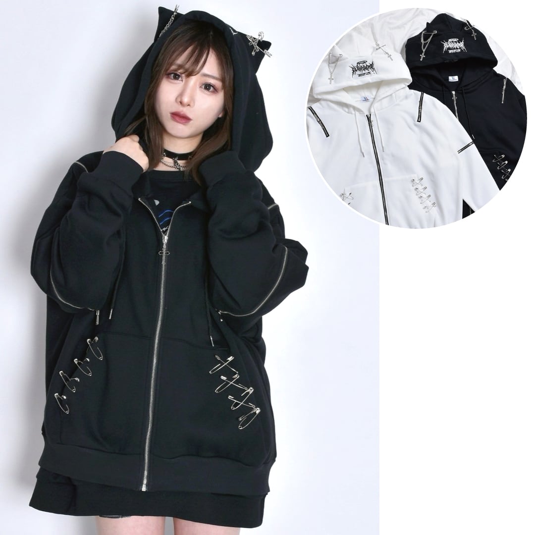 ネコ耳 PIN×ZIPパーカー(裏起毛) | VOLCAN&APHRODITE