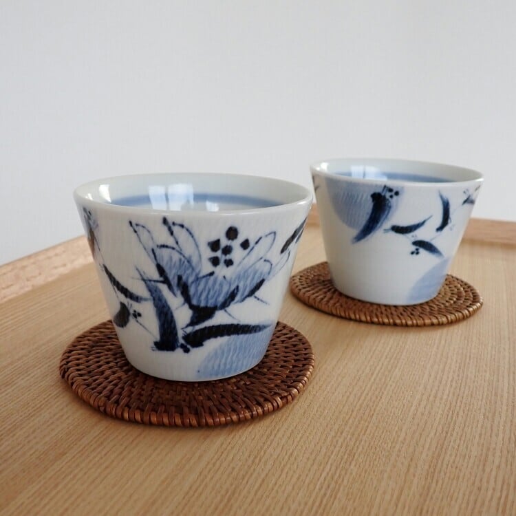 井伏鱒二絵付 染付蕎麦猪口