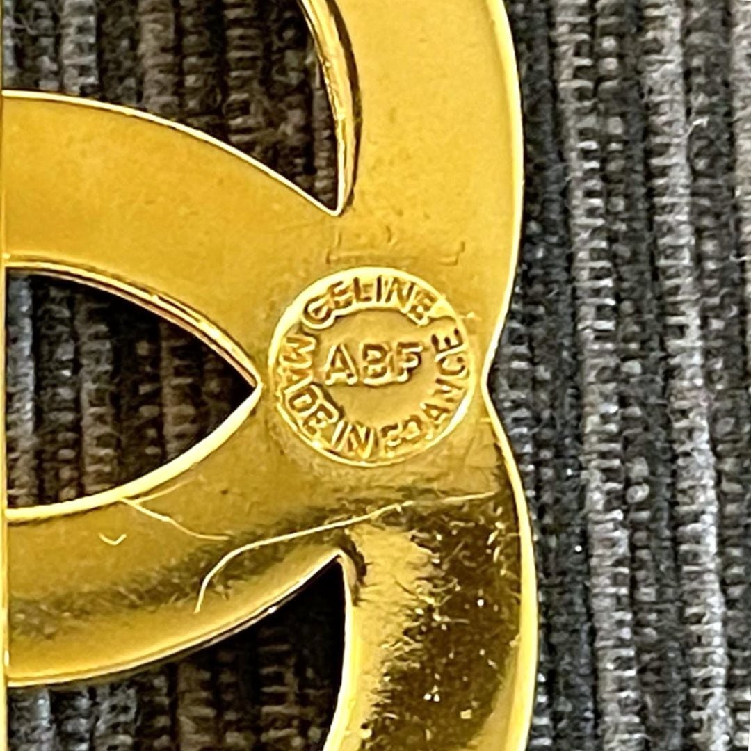 CELINE セリーヌ ブローチ Wサークル CELINEロゴ ラインストーン