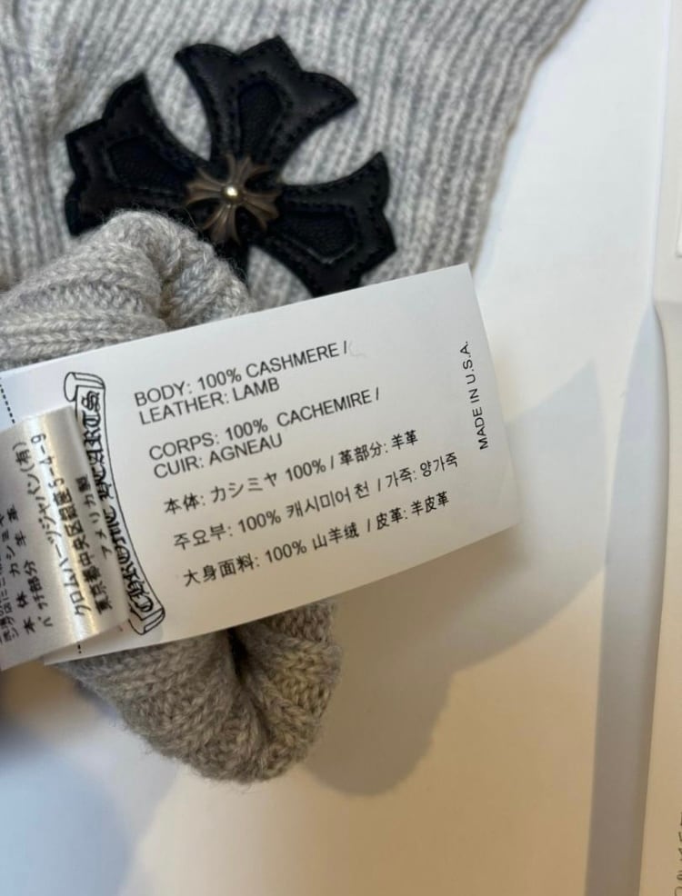 CHROME HEARTS クロムハーツ CHプラス クロスパッチ グローブ カシミヤ