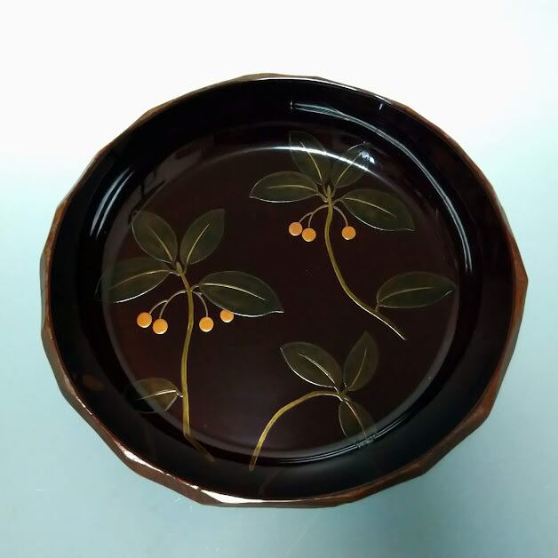 美品 茶道具 木製古代朱塗 蘭蒔絵 多用鉢 菓子鉢 天麩羅 どんぶり等 5