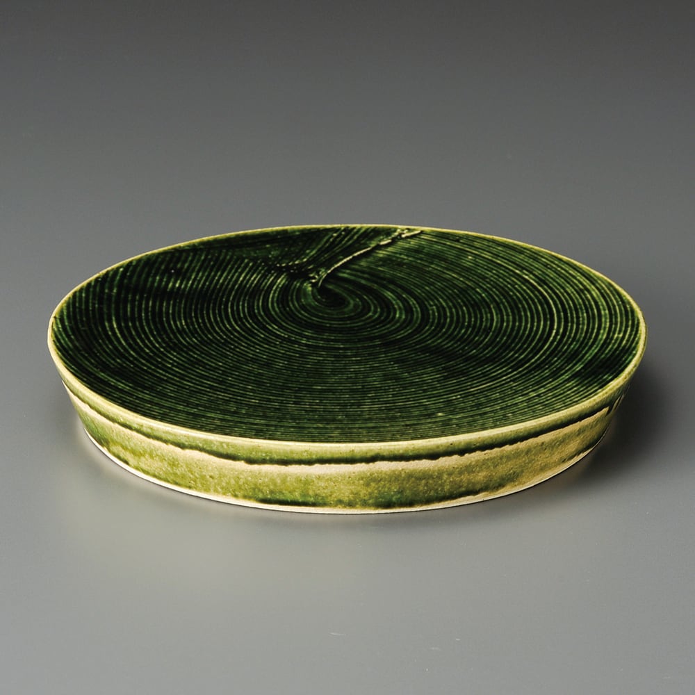 お買い得品 皿 織部焼 織部焼 大皿 三枚セット 桃山時代 古織部皿3枚