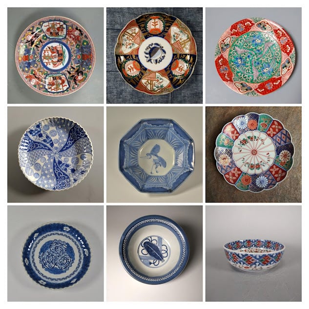 古伊万里 葦鷺文三寸皿 六客 古伊万里 葦鷺文三寸皿 六客 古伊万里 葦