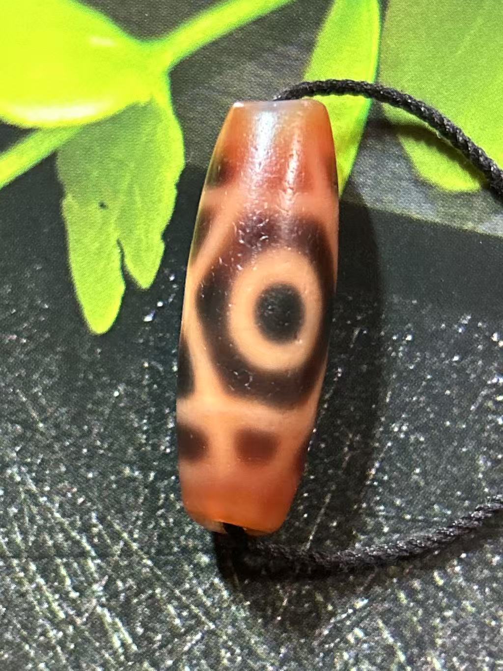 世交二眼天珠 六芒星二眼天珠 小盧社製 紅肉天珠 ／チベット 天珠 dZi