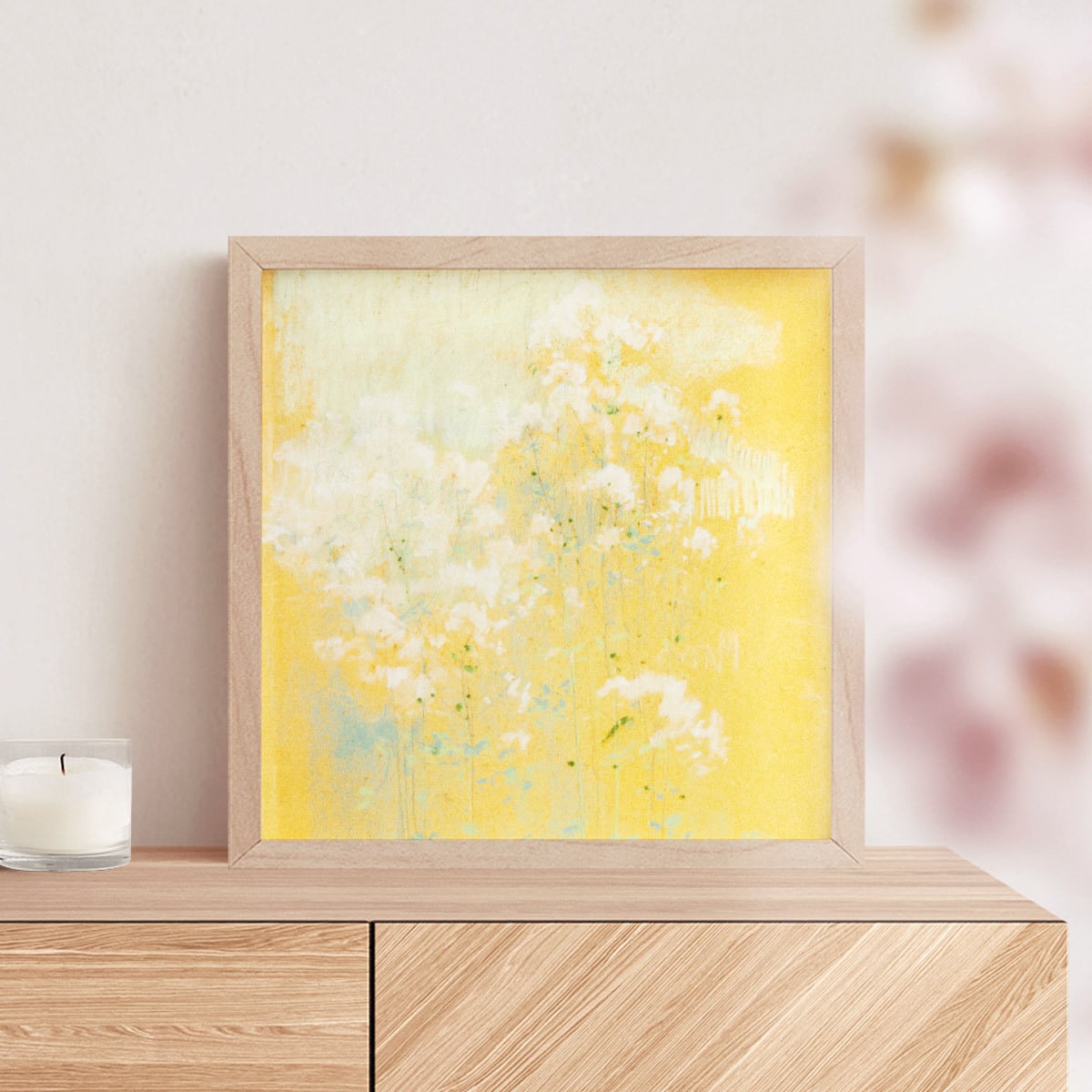 額縁付き] Wild Flowers 野の花 アートポスター 323×323mm 額装 天然木