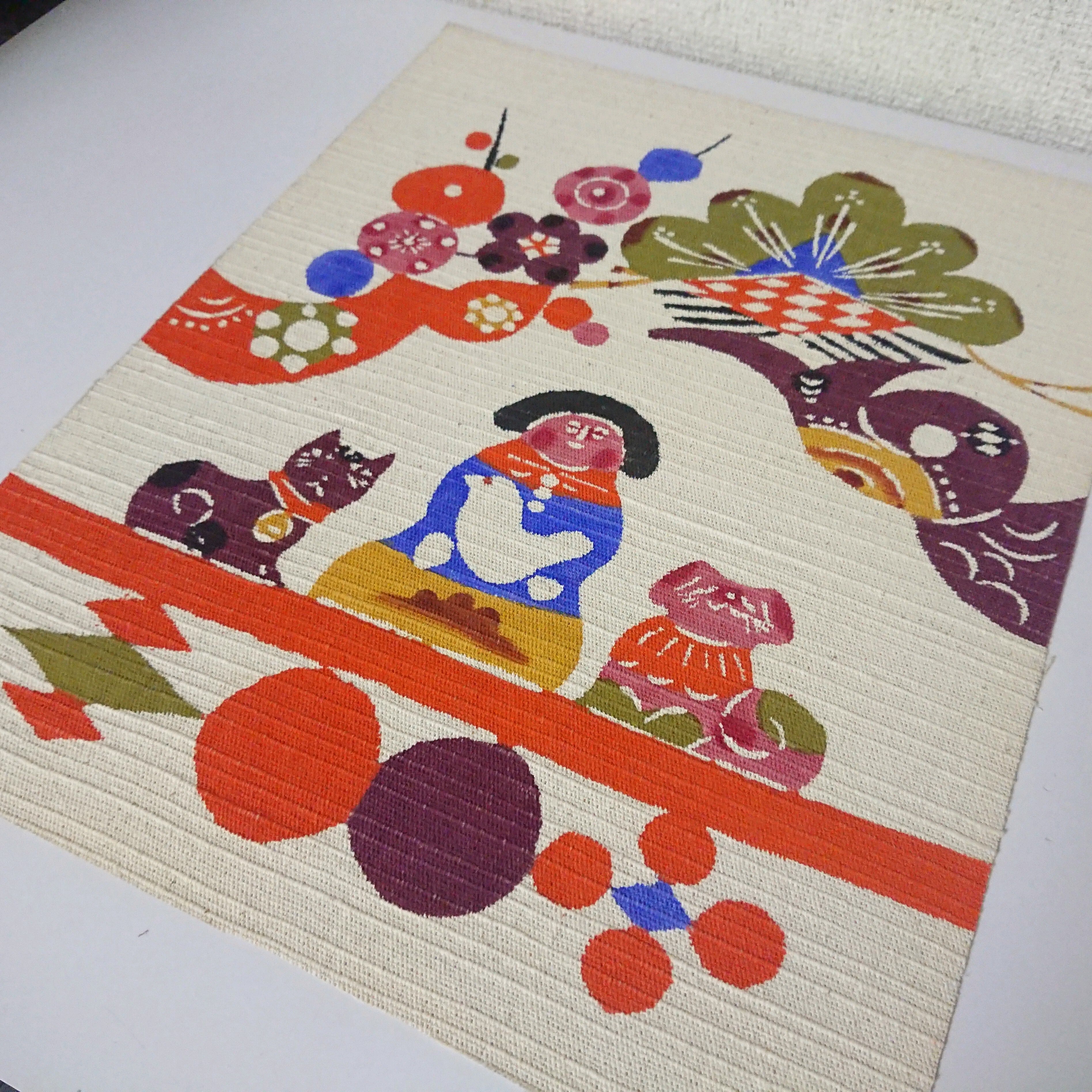 柚木沙弥郎 型染絵 Vintage Japanese Folk Art: 型染絵「鶏」/ 柚木沙弥郎
