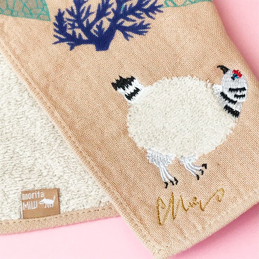 鳥/雷鳥》ハンカチ ライチョウ moritaMiW ガーゼパイルハンカチ