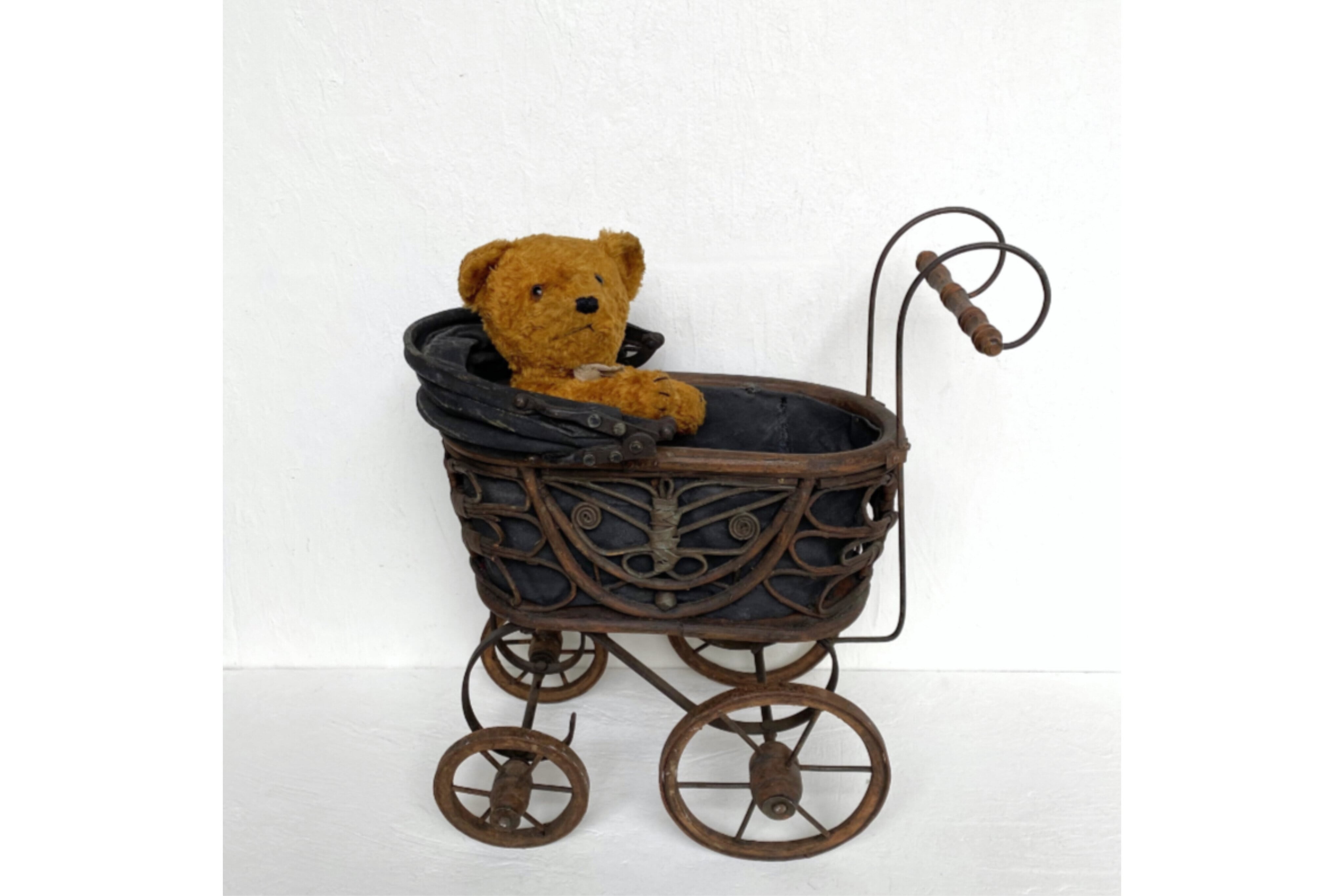 フランス アンティーク ヴィンテージ ドール用 ベビーカー （大） N