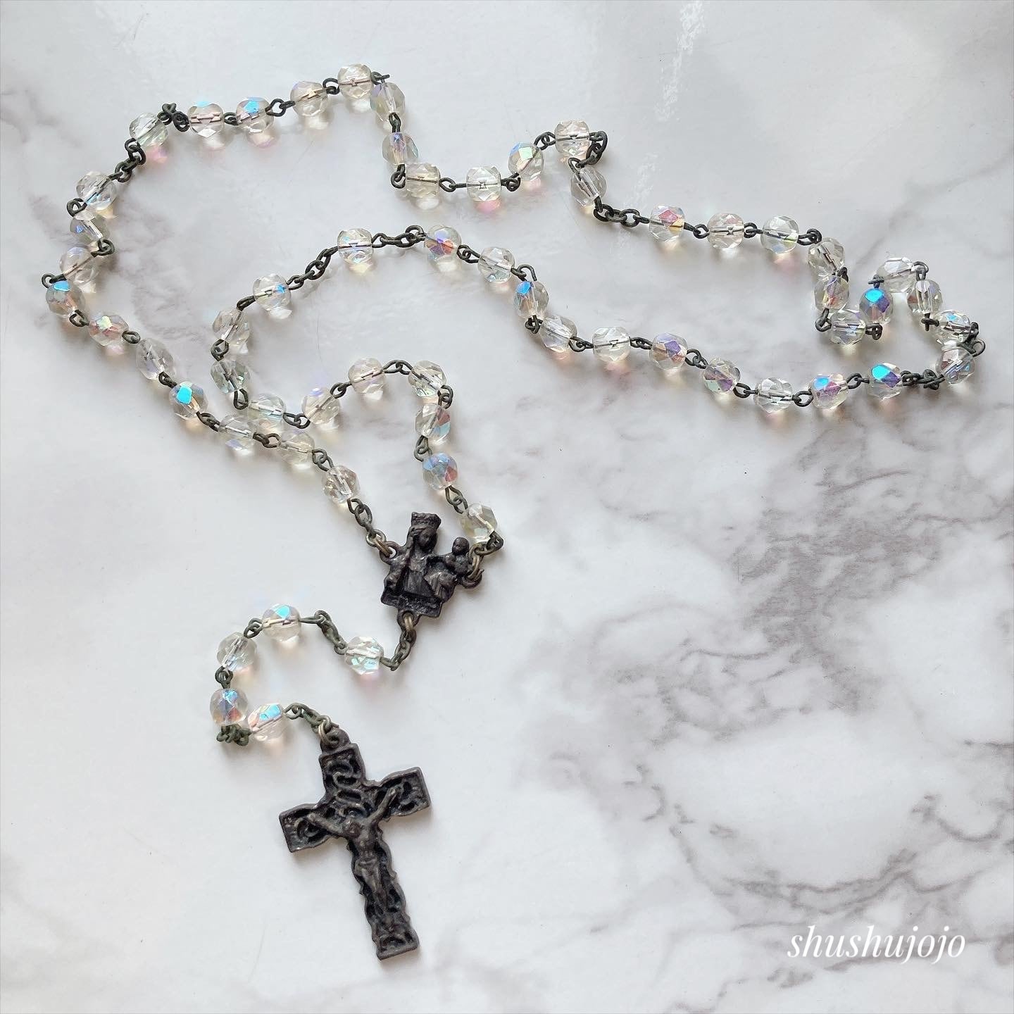 アンティーク カタコンベの土入り 十字架 クロス ロザリオ ペンダント