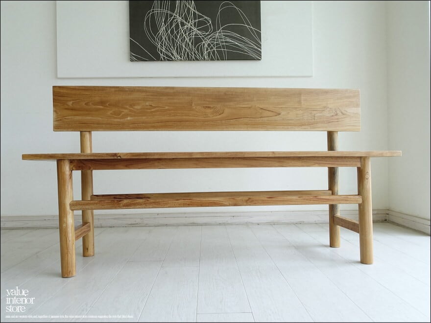 チーク無垢材 ベンチBanc/WW 長椅子 ダイニングベンチ 一枚板 シャビー