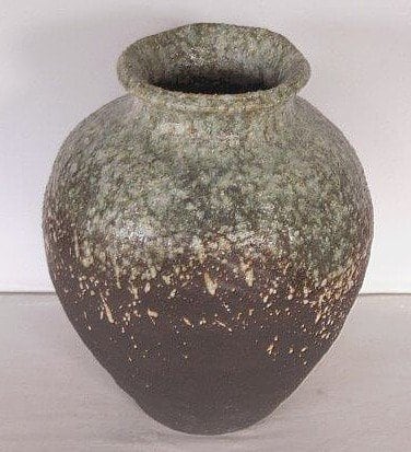 壷□古信楽灰被窯変瓶 古壺 灰釉涙艮 土物 花瓶花器 オブジェ時代物