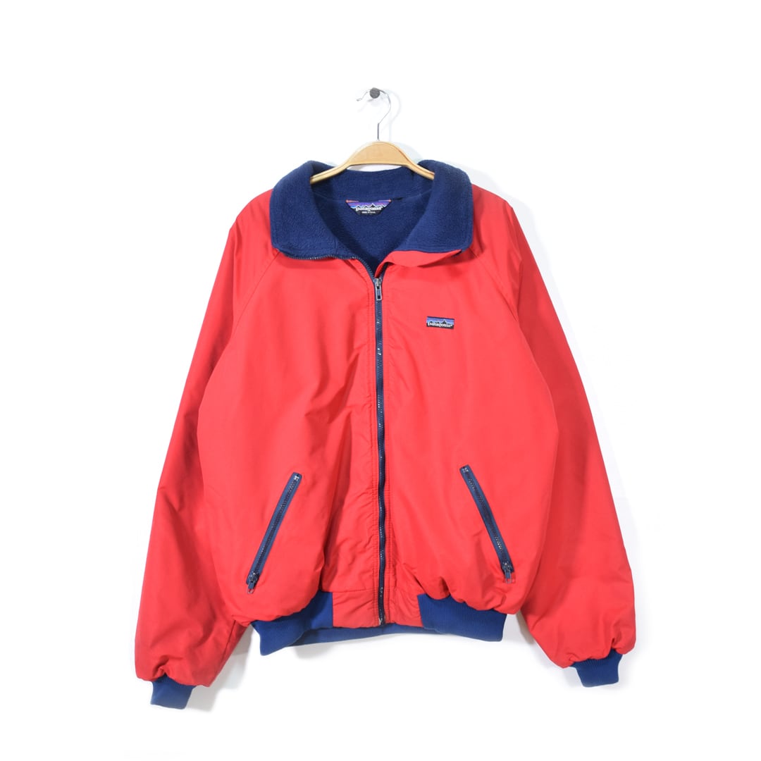 80s パタゴニア シェルドシンチラジャケット 裏フリース 赤紺
