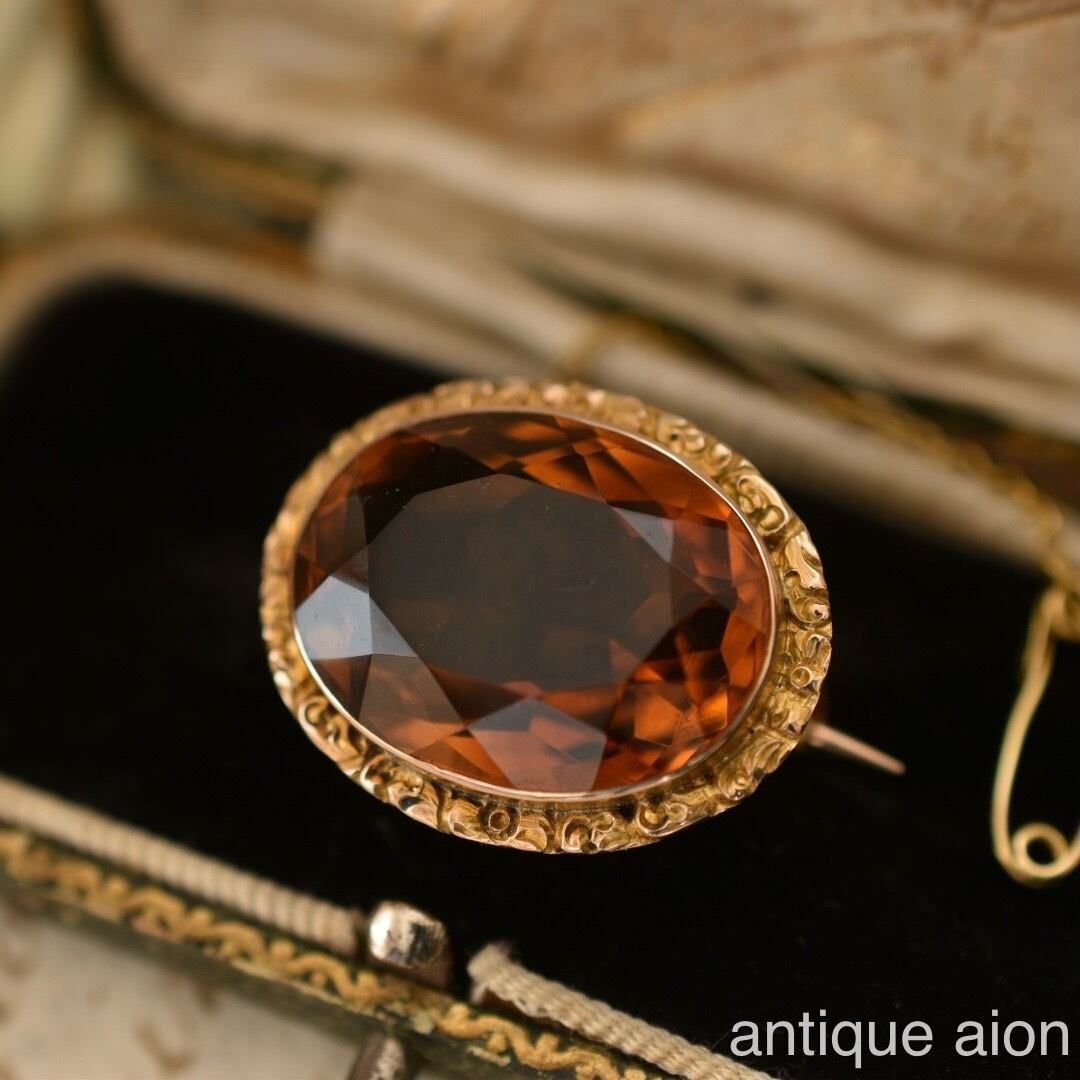 英国アンティーク 19世紀後期頃 ヴィクトリア朝時代 9金 天然シトリン