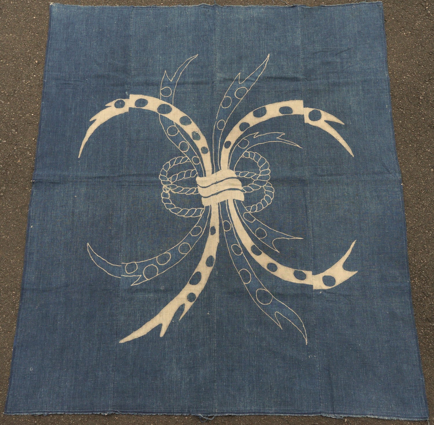 筒描き藍染古布ハンドメイド