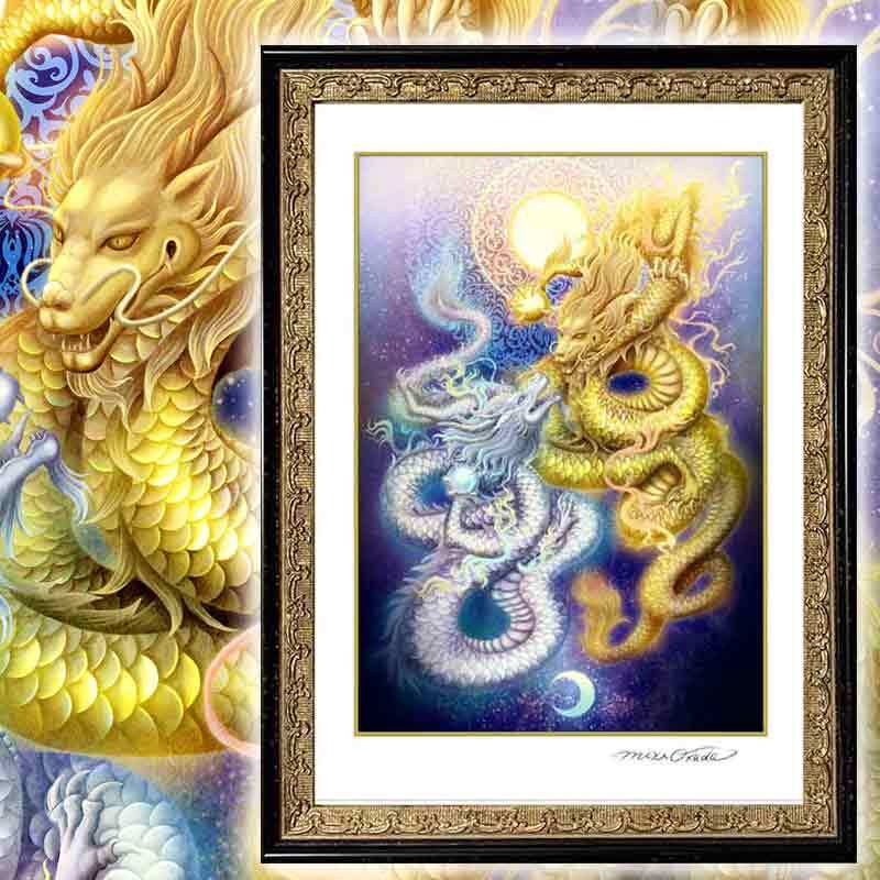 龍神様切り絵 銀虹龍 昇龍 龍神絵 月創生龍神 月