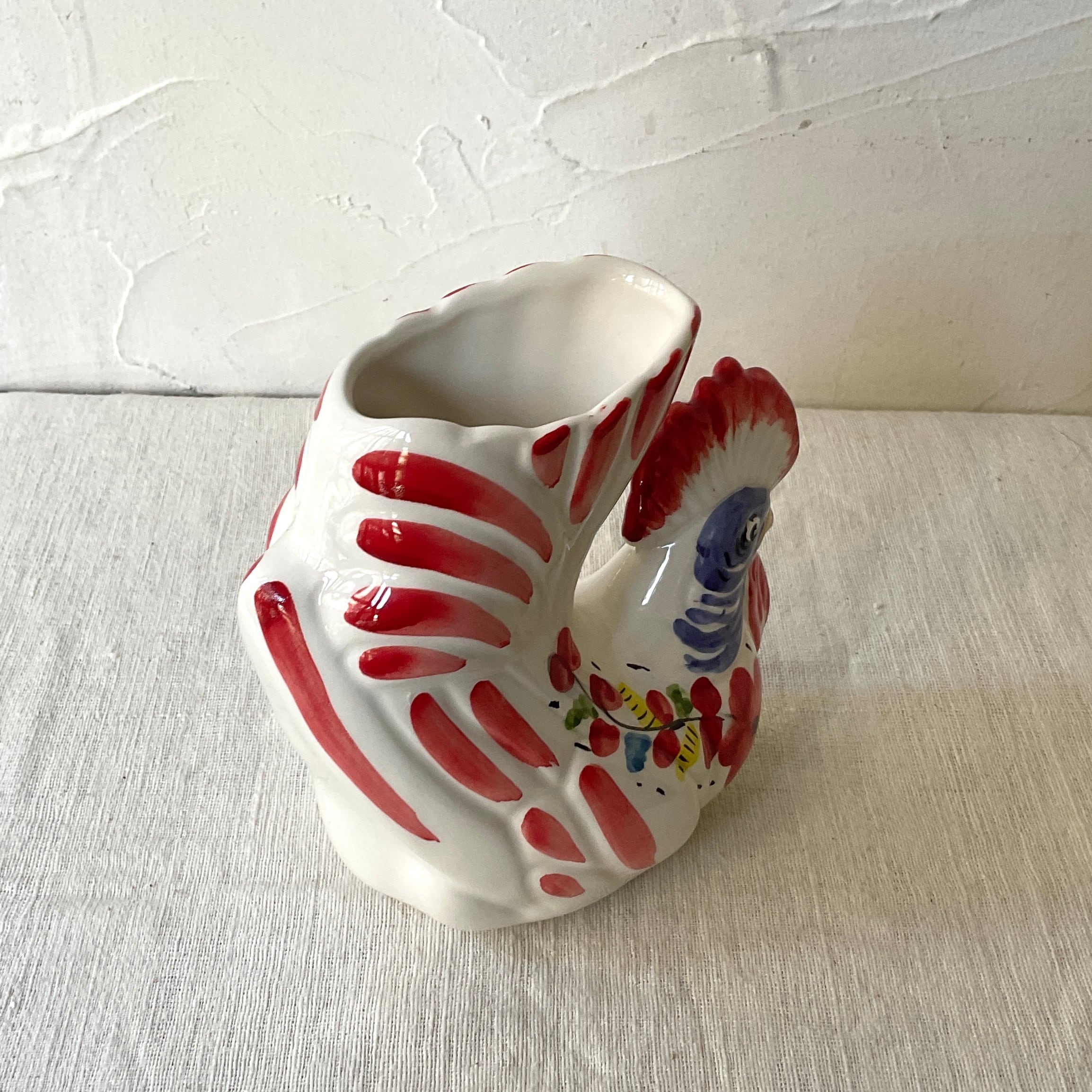 一部欠け有【イタリア陶器】にわとり花瓶（赤色） | 照明＆エシカル