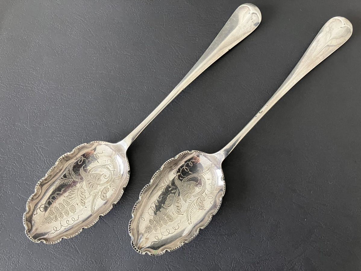 英国 アンティーク シルバースプーン Joseph Rodgers 2個セット ホール