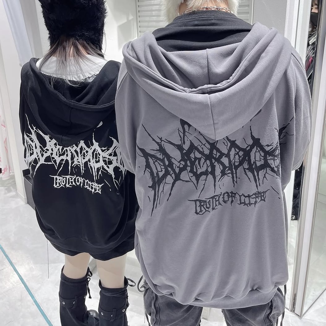 Chevon 刺繍パーカー 受注生産限定】刺繍ジップパーカー / 赤刺繍