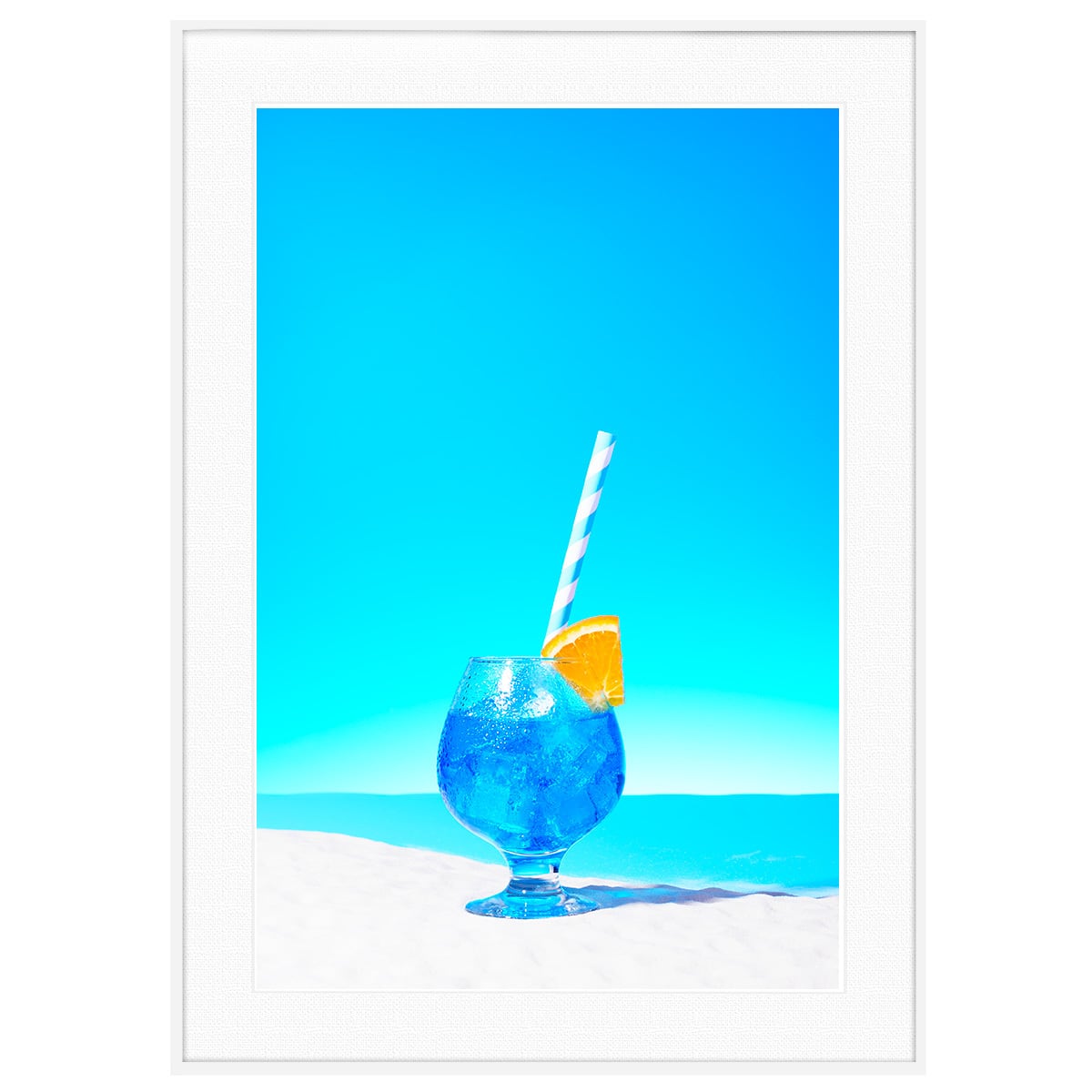夏写真 オレンジと青いソーダ水 インテリアアートポスター額装 AS2604