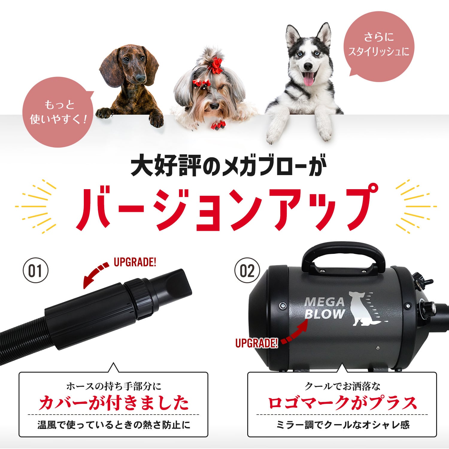 ペット用ドライヤー「メガブローZ」(風量・温度連続調節) 大型犬