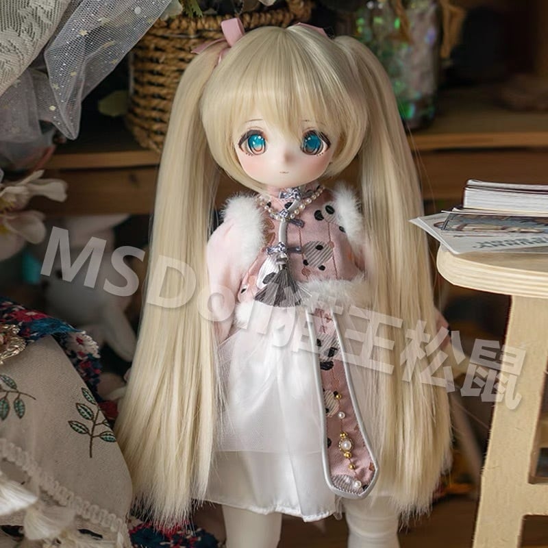 ツインテール セットウィッグ BJD 1/3 1/4 1/6 かつら 耐熱 ヘッド