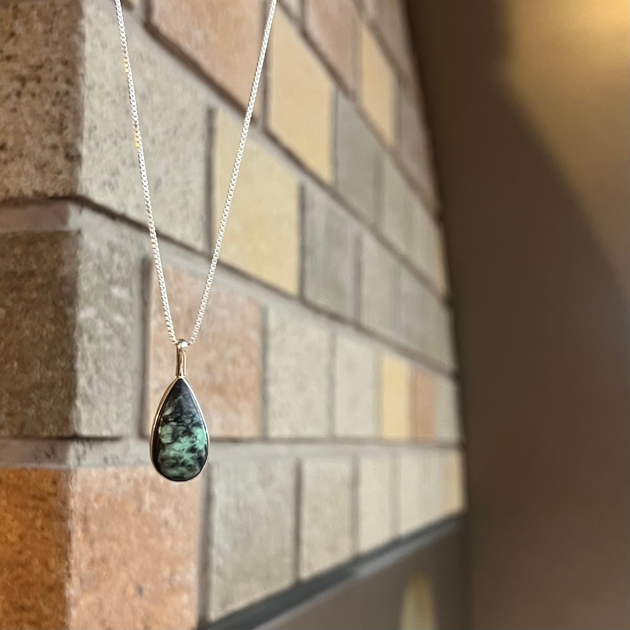 ターコイズネックレス ドロップネックレス シルバーネックレス