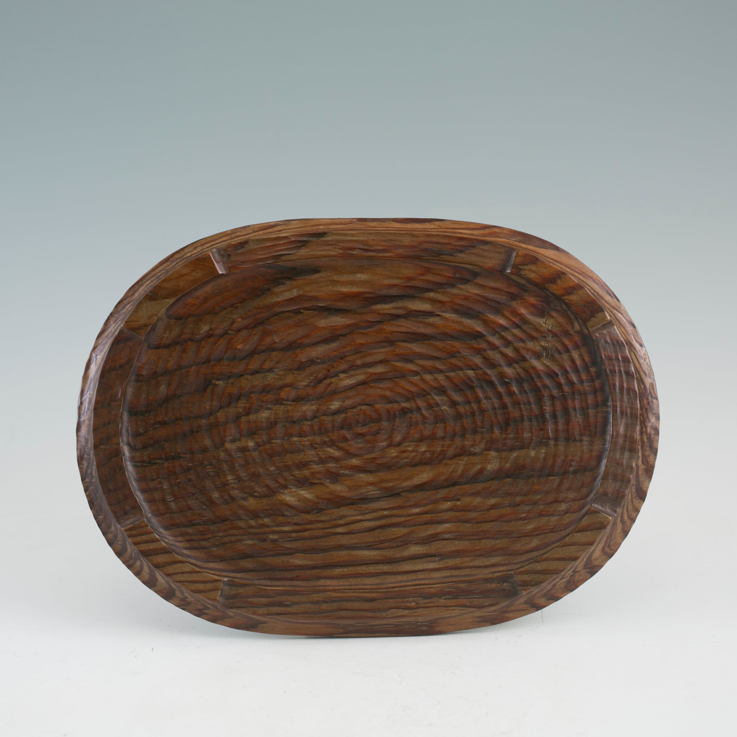 稀少☆老松 古材 刳り貫き 楕円盆 煎茶道具 詫び寂 銘入り 33cm