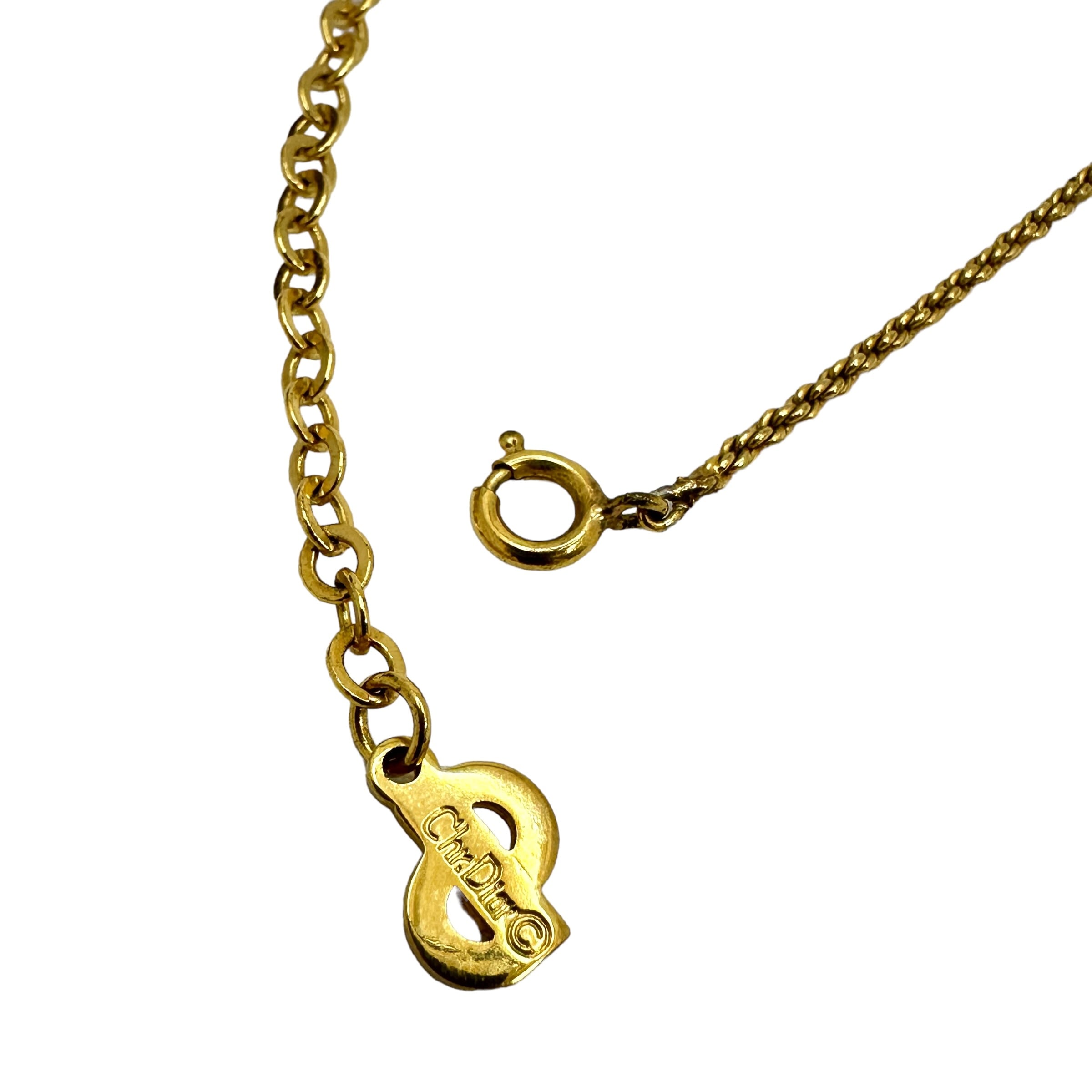 Christian Dior ディオール ラインストーン ハートネックレス ゴールド