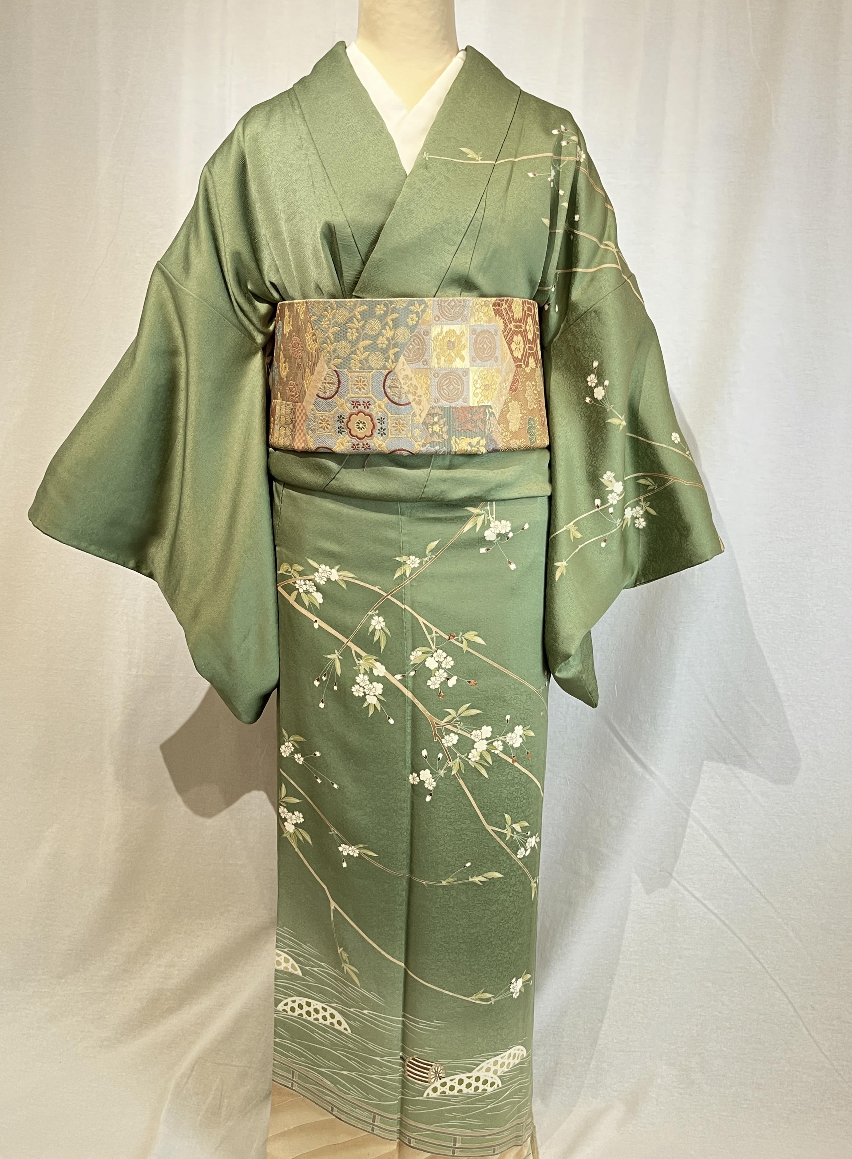 2230 高身長 枝垂れ桜 訪問着 袷単品 Houmongi (lined kimono