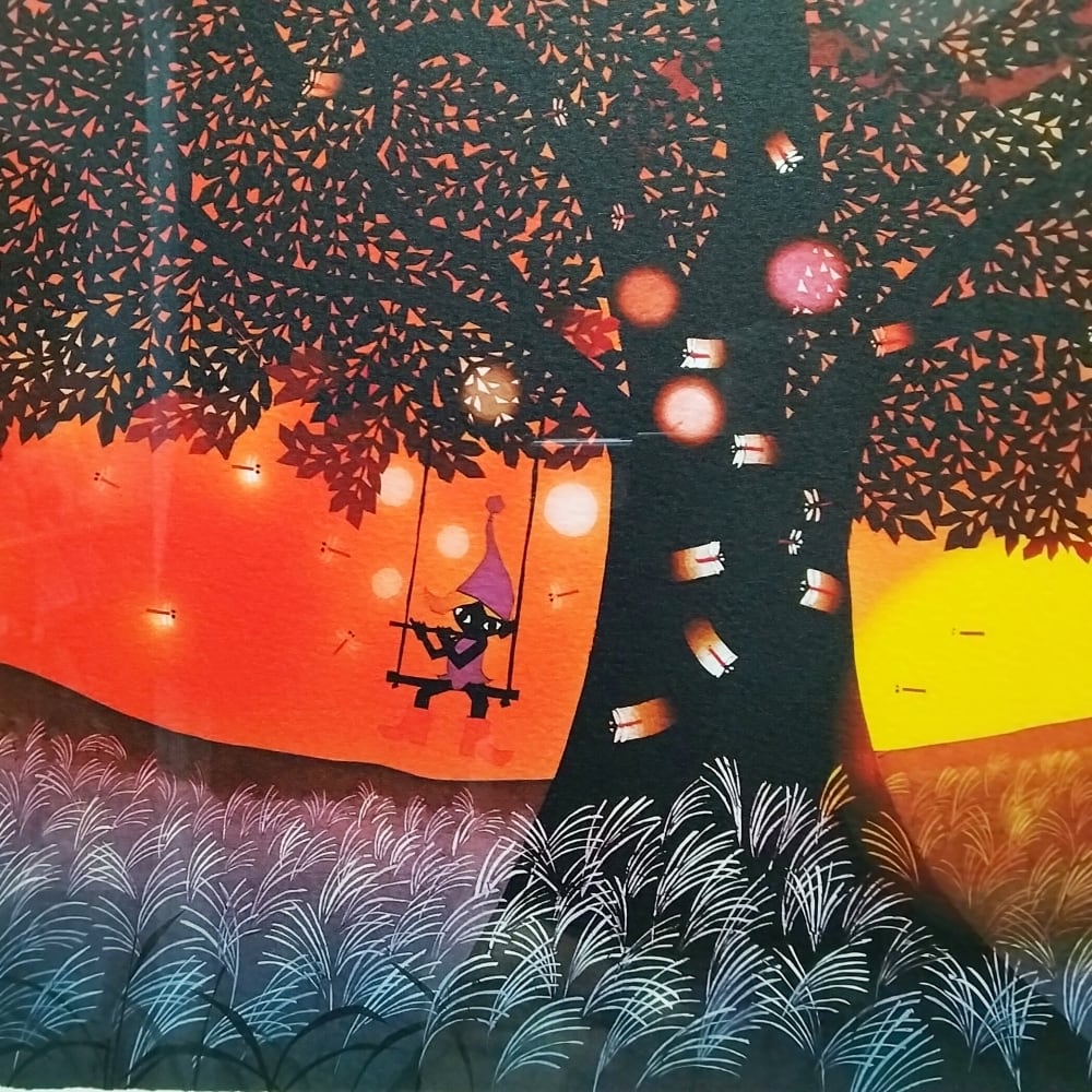 真作□藤城清治 版画 夕日の思い出□絵画 美しき日本 四季の情景 真作