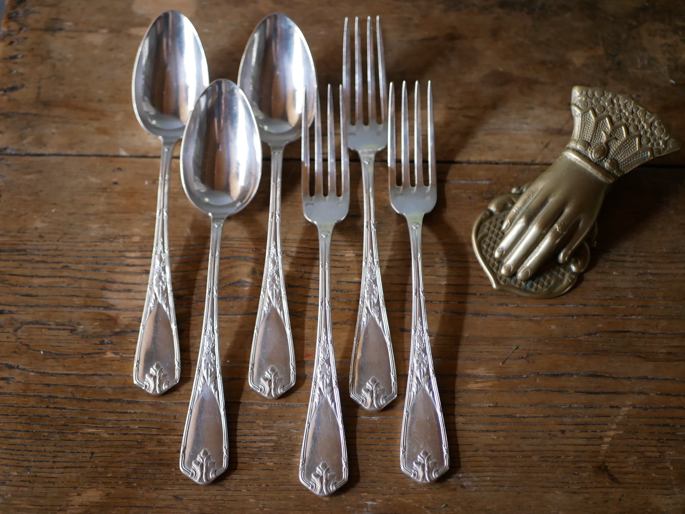 モノグラム入り スプーン＆フォーク シルバープレート フランス