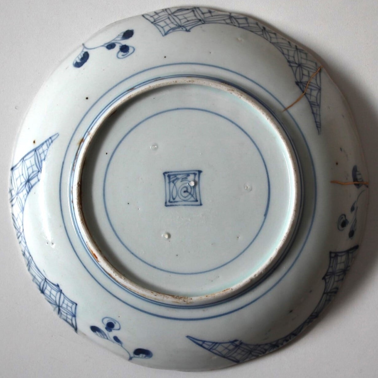 りりあ 古伊万里 染錦 花文輪花皿 大皿 直径約40cm V R5856B りりあ 古