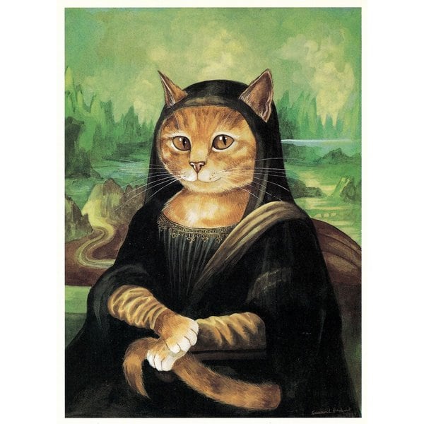 アート ポスター 壁 絵画 ヴィンテージイラストシリーズ モナリザ猫