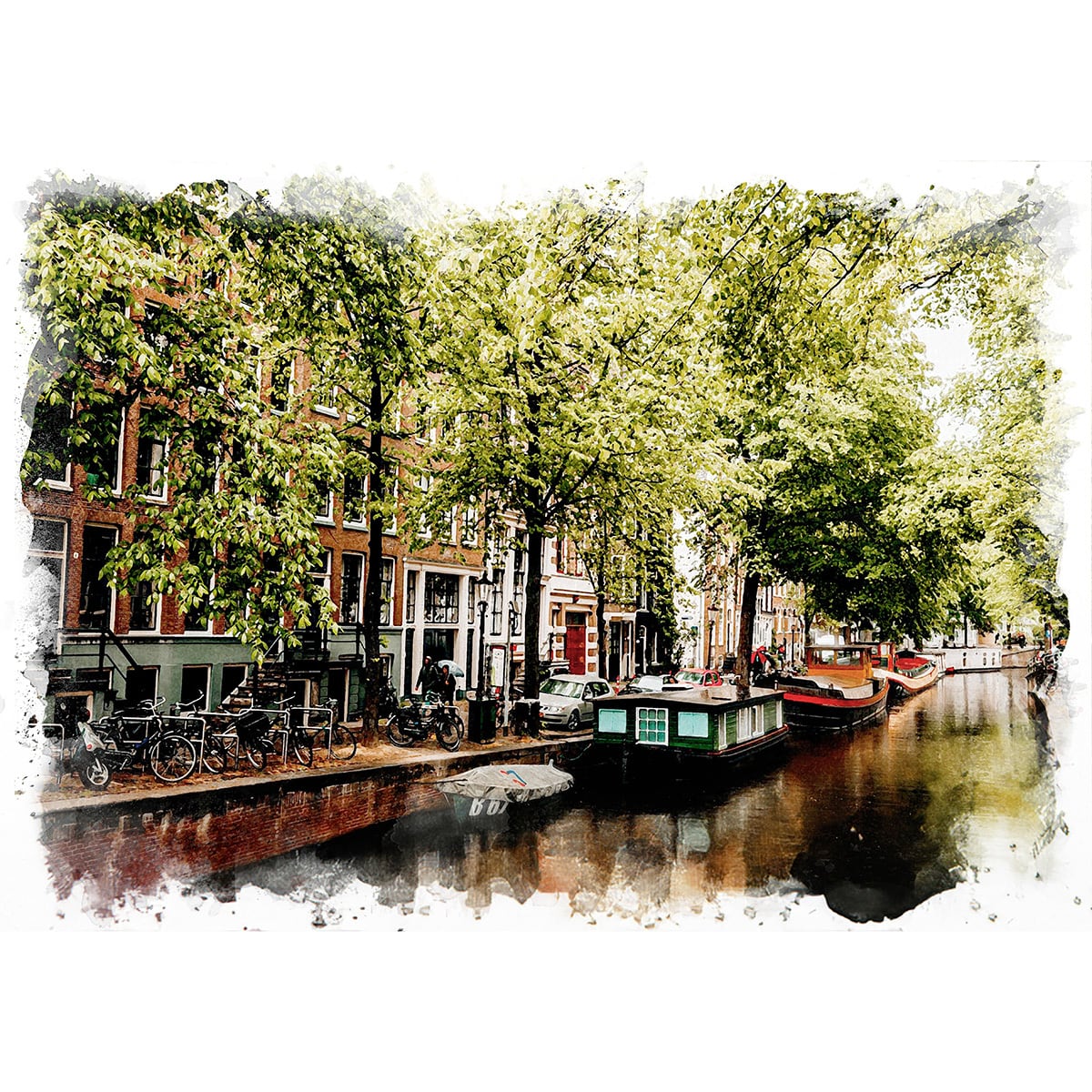 油絵アムステルダム風景 油絵アムステルダム風景 絵画 風景画(街並み