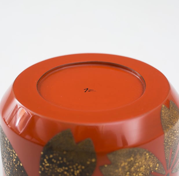 桜蒔絵 吹雪 雪吹 難波仁斎 蒔絵 桜花文 薄茶器 共箱 鵬雲斎書付 裏