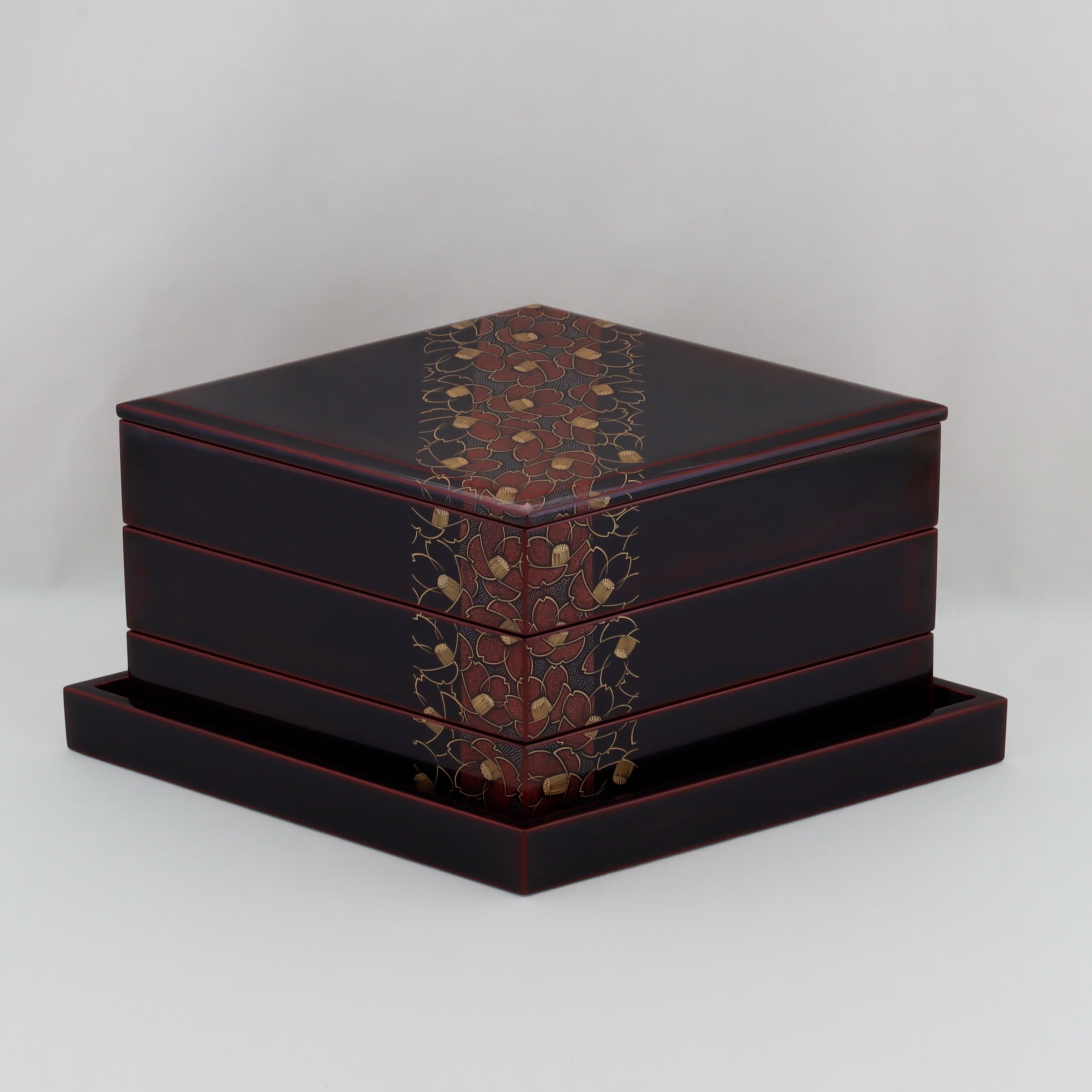 輪島塗漆光堂鶯と梅の蒔絵つき三段重