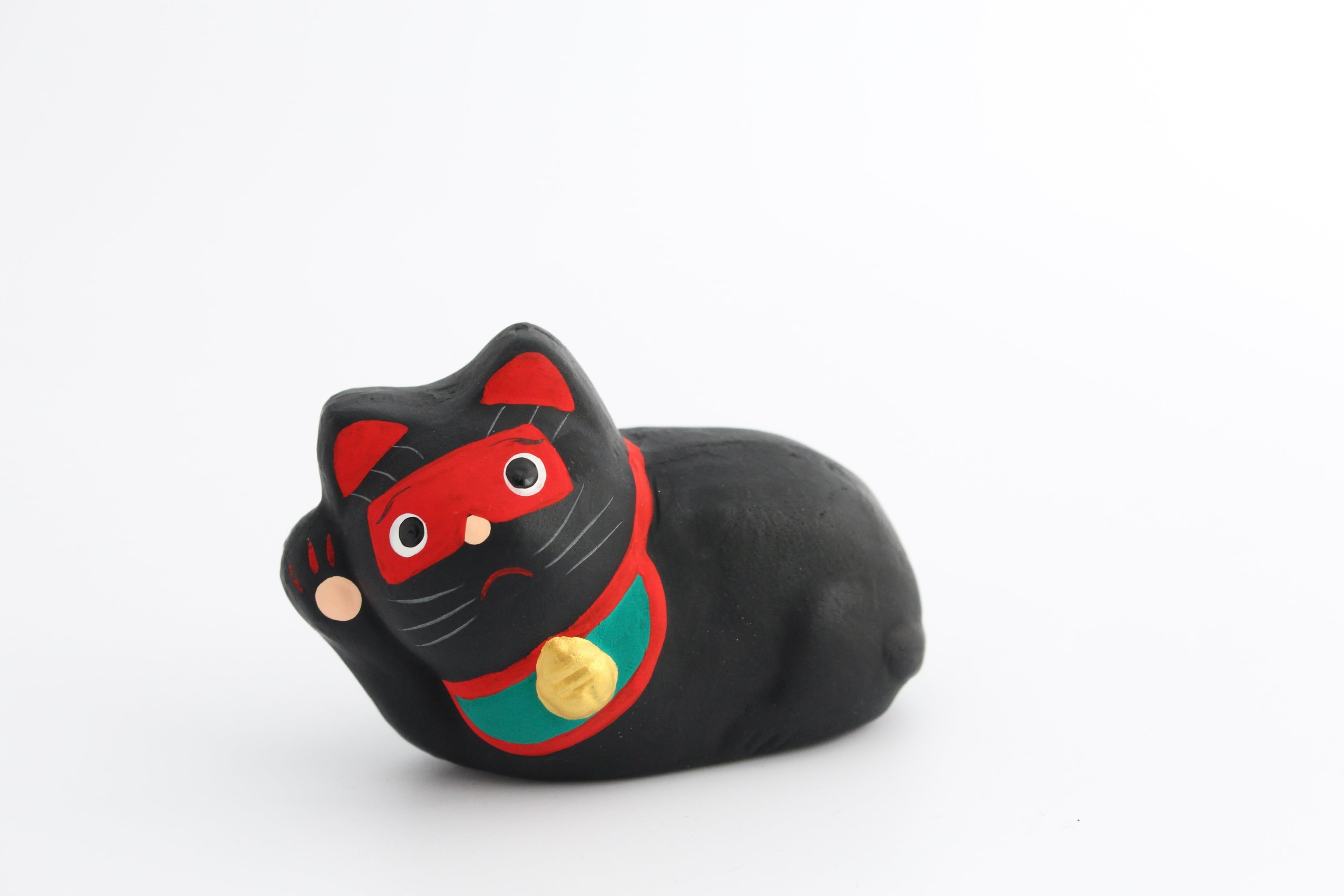 津屋崎人形にわか横招きねこ（黒） | にわかファン東雲堂