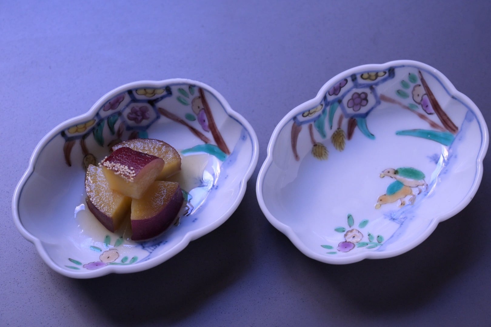 清水なお子 色絵粟鶉文楕円輪花皿（小） | 鎌倉倶楽部 茶寮