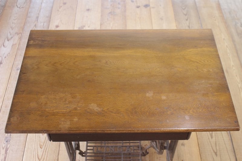 レトロ ミシン脚 テーブル デスク 机 ヴィンテージ 作業台 ワーク 無垢