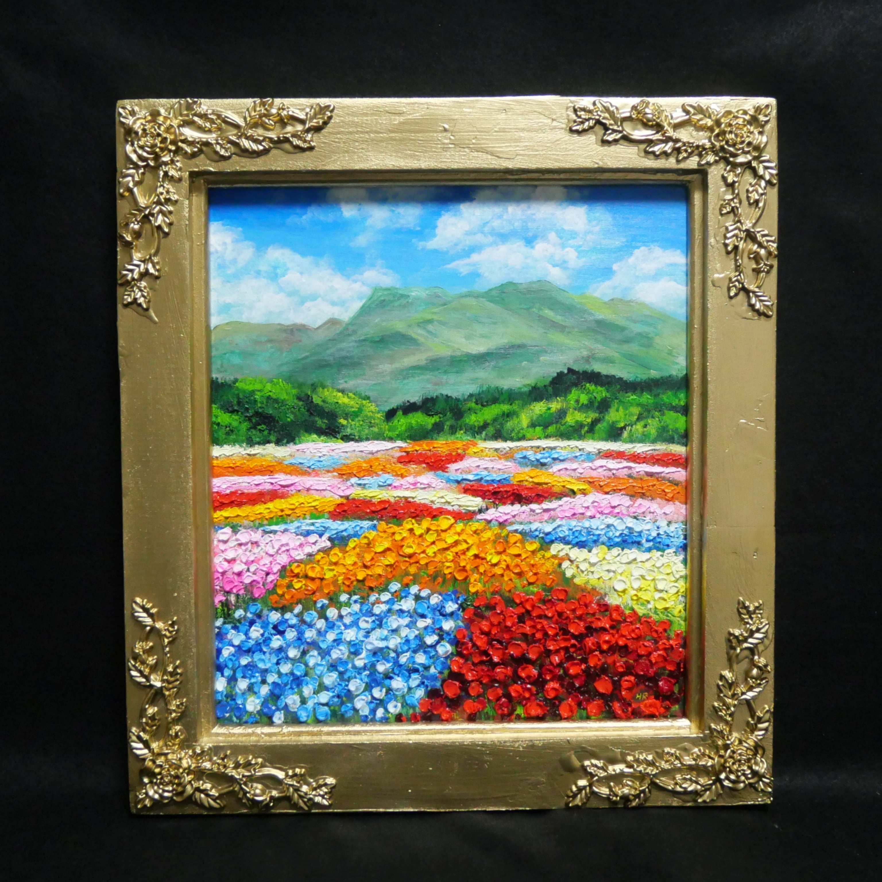 妙高高原（五月）」F10 油絵 絵画 手描き油絵 進藤 勝 妙高山 F10 画家本人