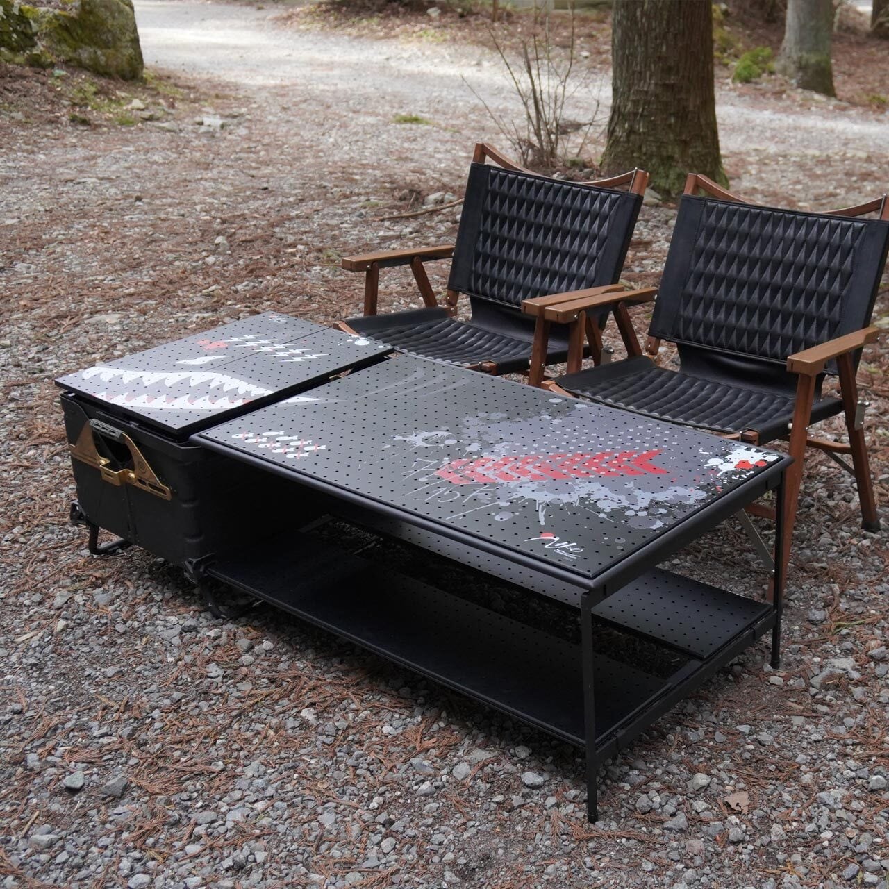 木製アウトドアテーブル スラットデザイン アウトドアテーブル