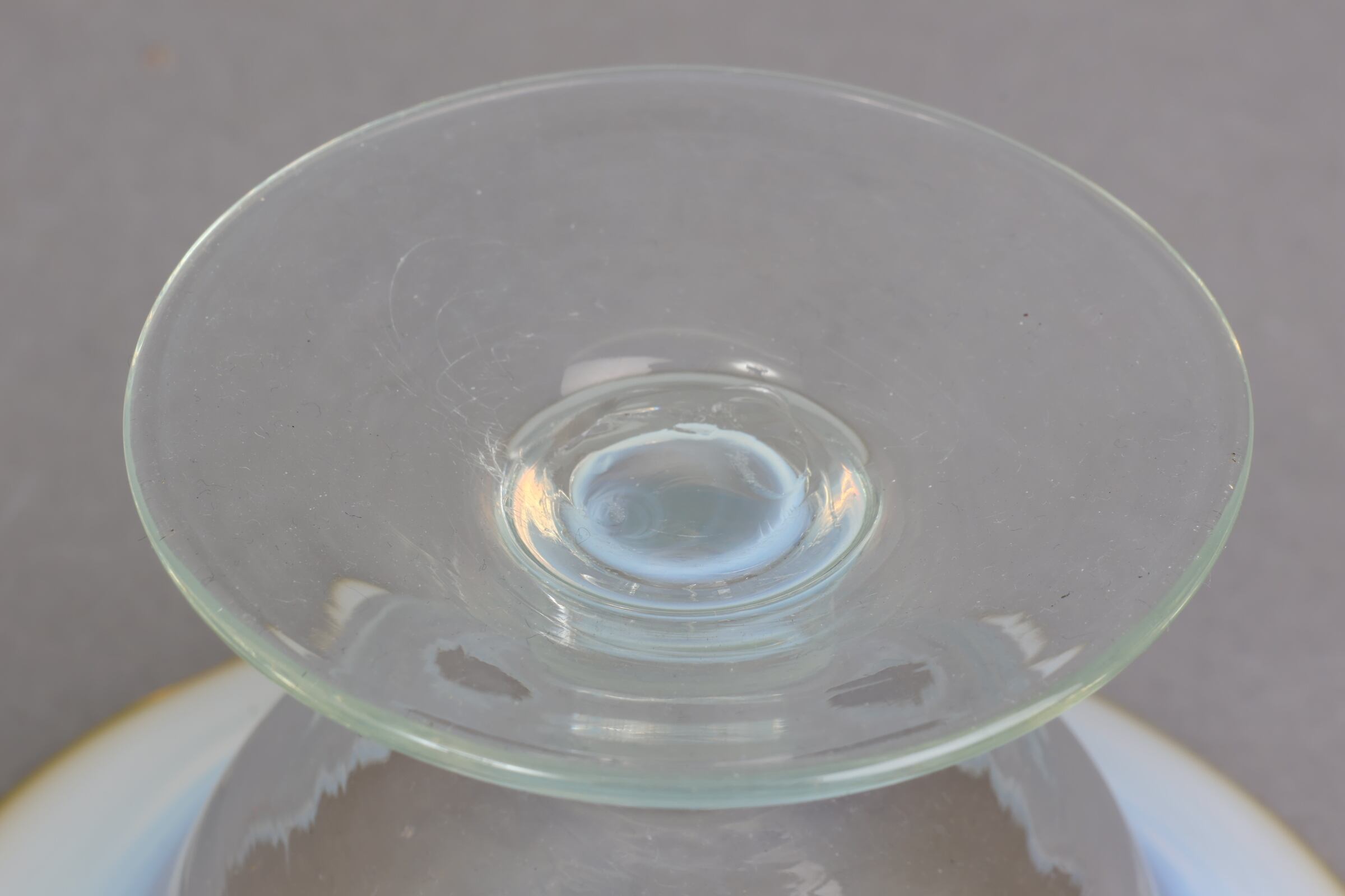 明治頃 乳白ぼかし 糸巻文 輪花和ガラス脚付鉢 氷コップ 明治頃 乳白