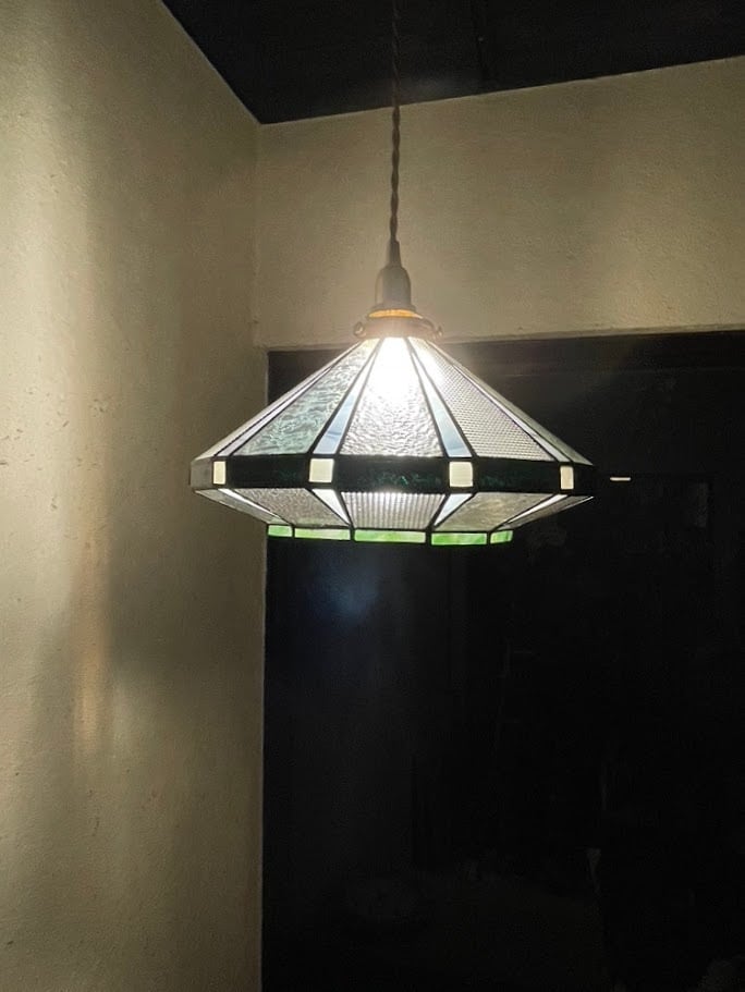 浪漫硝子‐さざ波（直径30cm）（ステンドグラスの吊りランプ