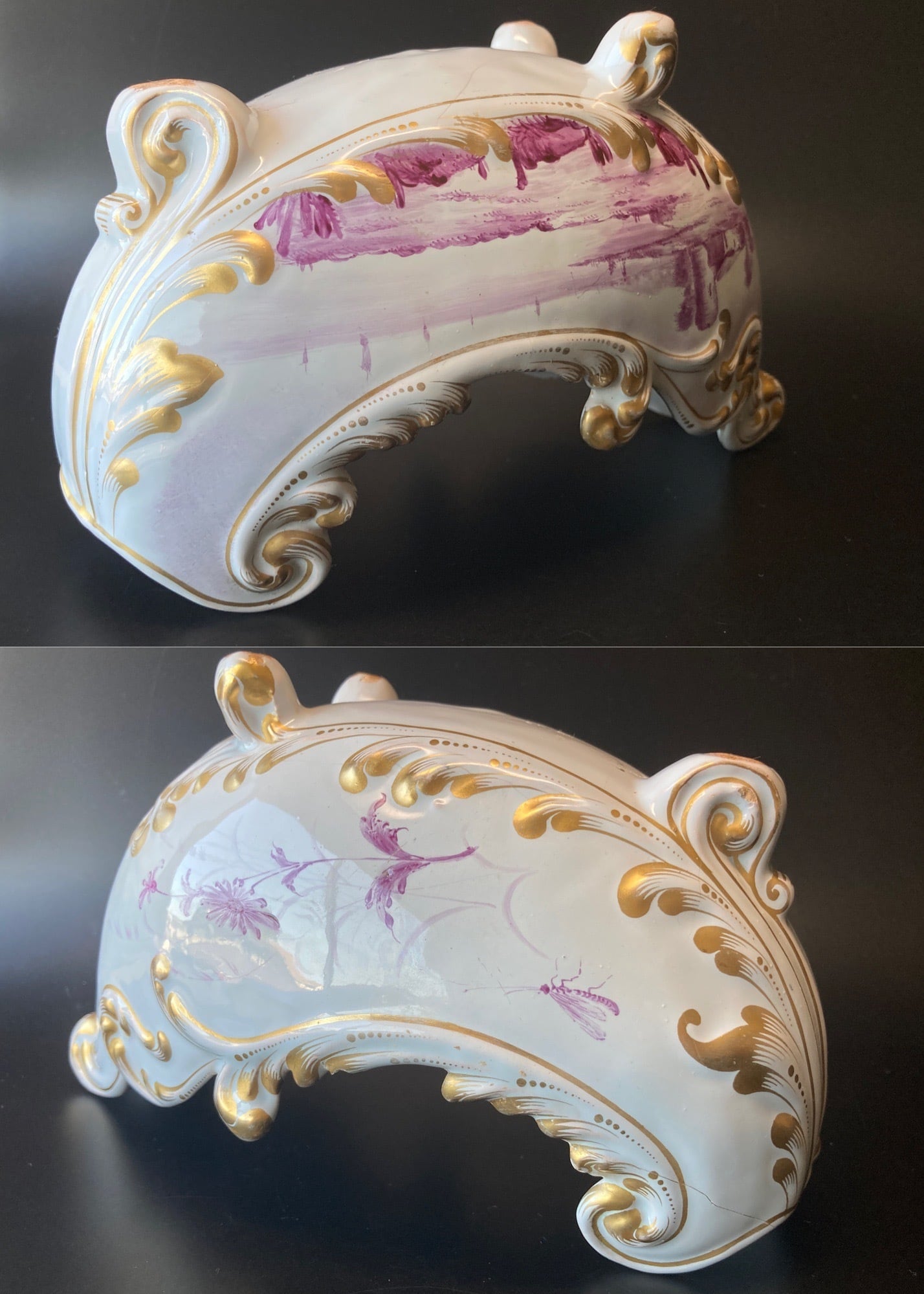 エミール・ガレ 初期作品 軟質施釉陶器 ファイアンス 湖畔風景文 帆船