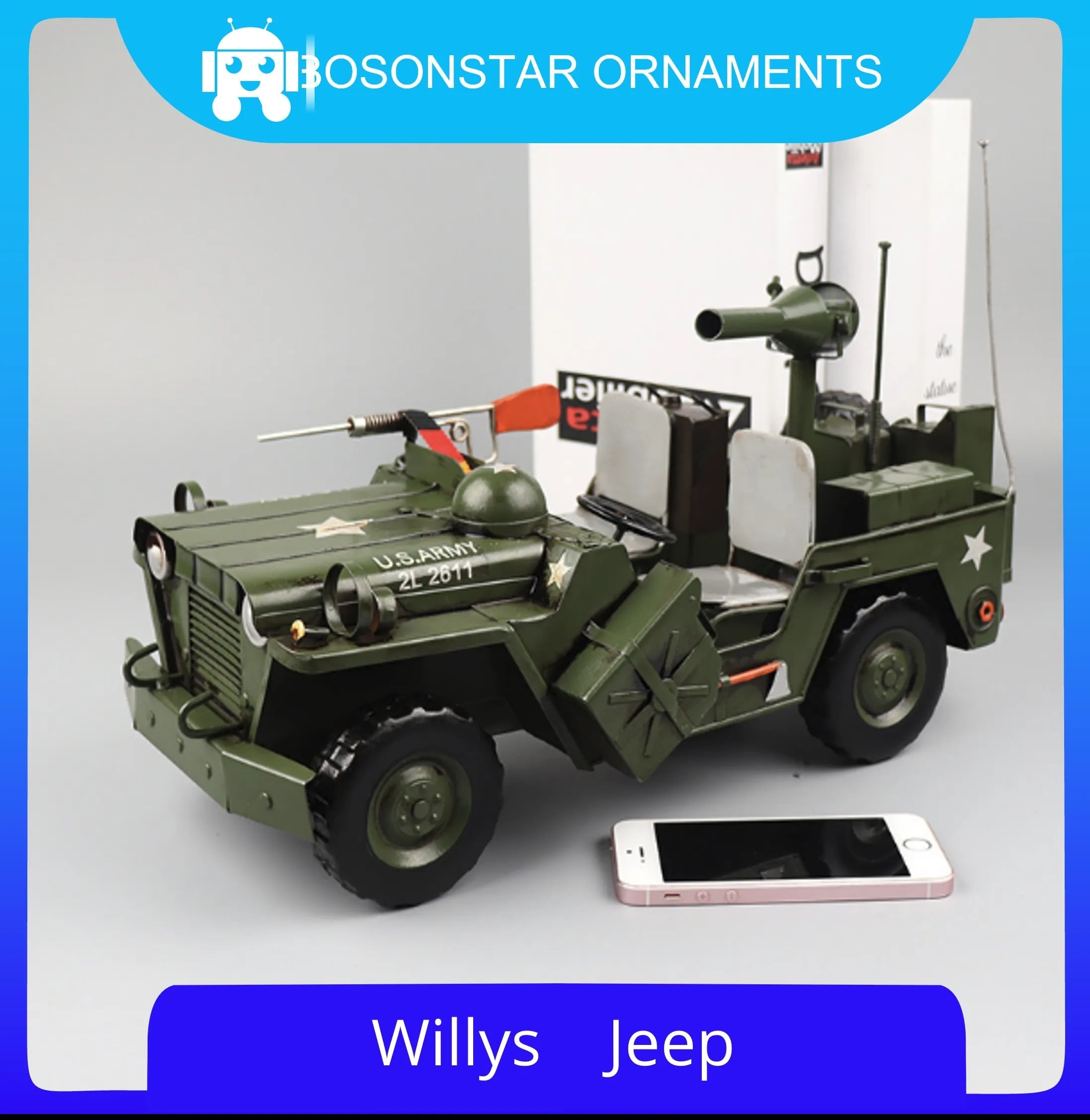 特大 メタル ブリキ 玩具 おもちゃ ミリタリー Military Willys ジープ