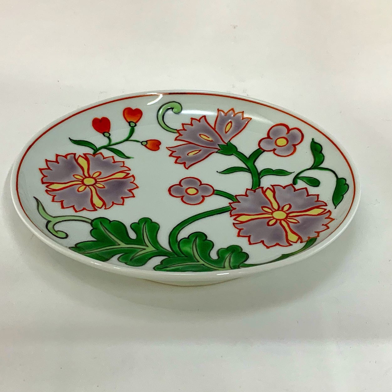 源右衛門窯作 赤絵更紗唐花紋 絵変り 楕円皿（小）5枚組 | 有田焼の有