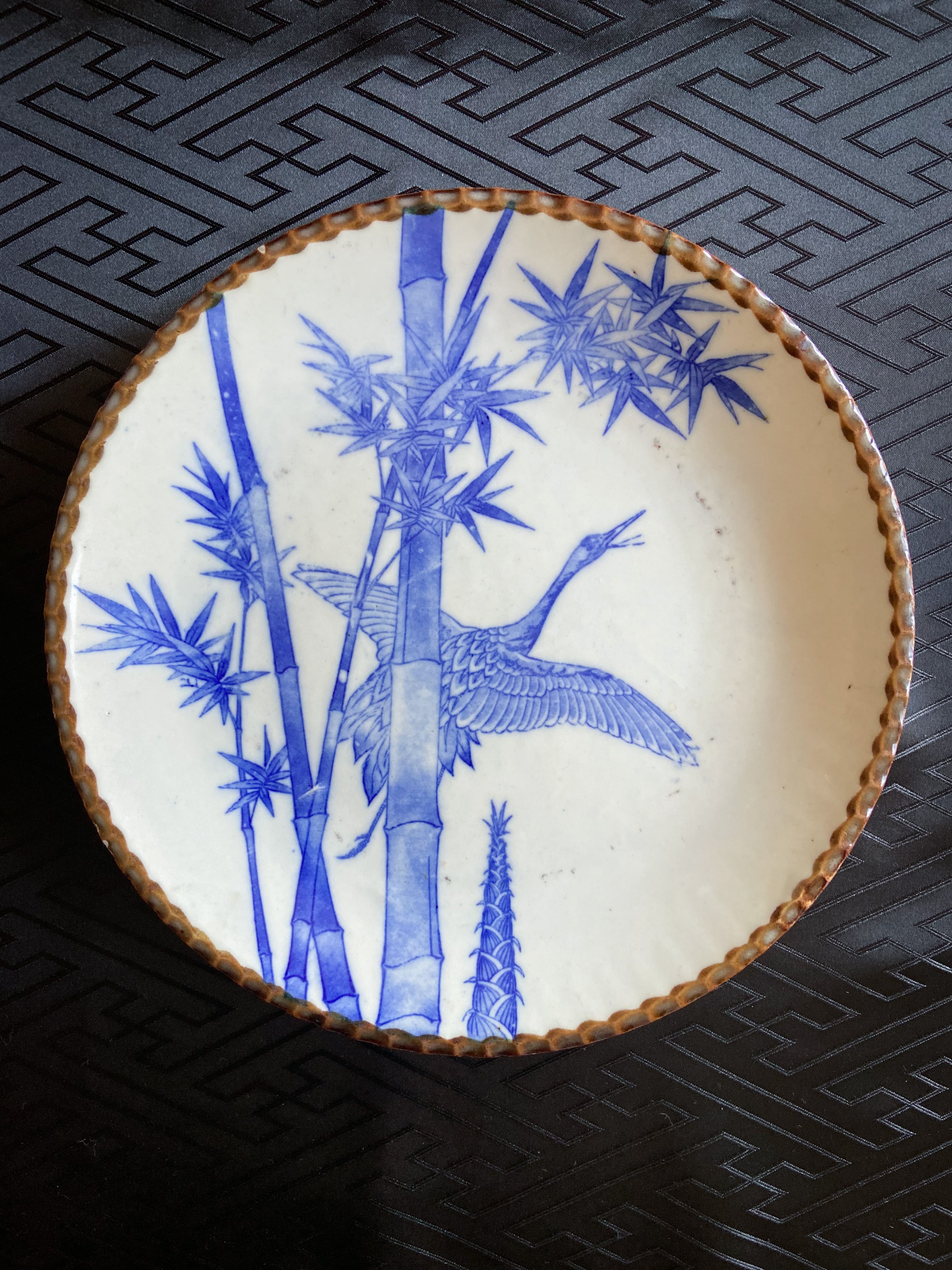 桐箱入り鶯皿名入りアンティークヴィンテージ美品